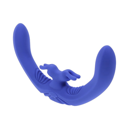 EVOLVED - LOVEBIRDS RECHARGEABLE SILICONE REMOTE-CONTROLLED DUAL-ENDED VIBRATOR BLUE