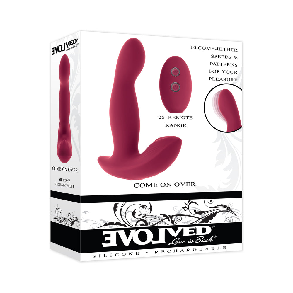 EVOLVED - COME ON OVER RECHARGEABLE SILICONE REMOTE-CONTROLLED COME-HITHER VIBRATOR BURGUNDY