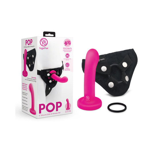 TOGETHER TOY - TOGETHER POP 5.5 IN. SILICONE DILDO AND HARNESS SET PINK
