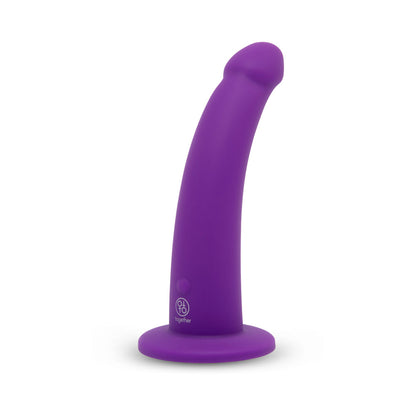 TOGETHER TOY - TOGETHER TILT 6.5 IN. SILICONE DILDO AND HARNESS SET PURPLE