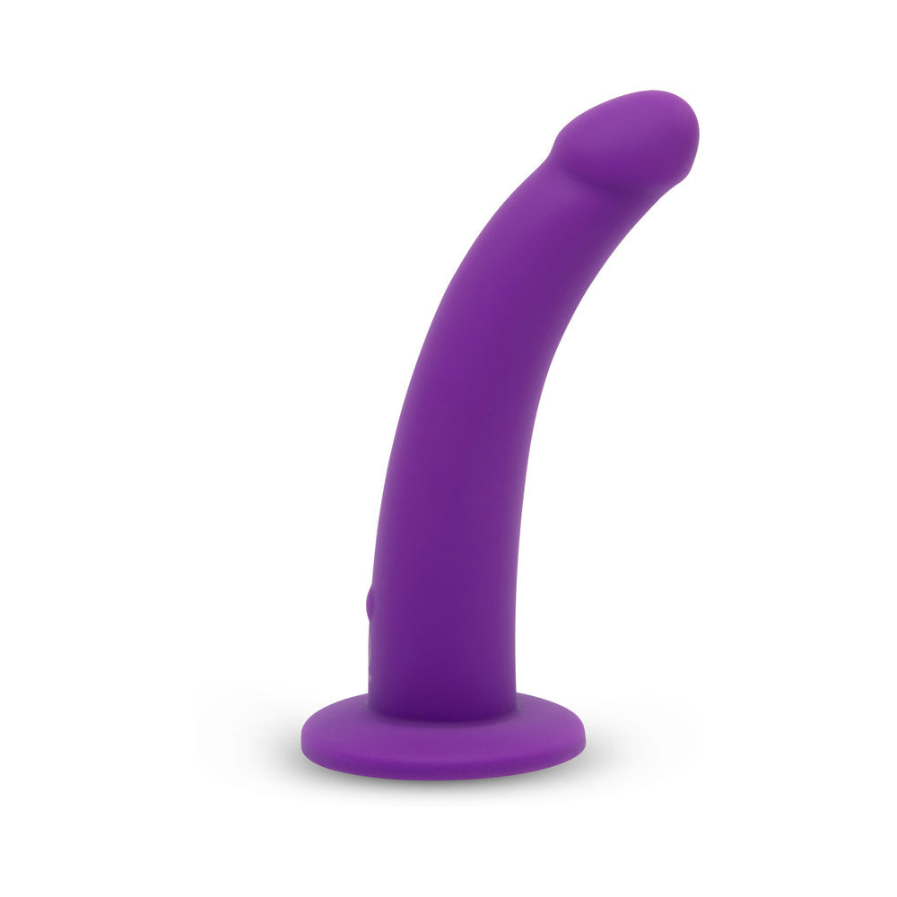 TOGETHER TOY - TOGETHER TILT 6.5 IN. SILICONE DILDO AND HARNESS SET PURPLE