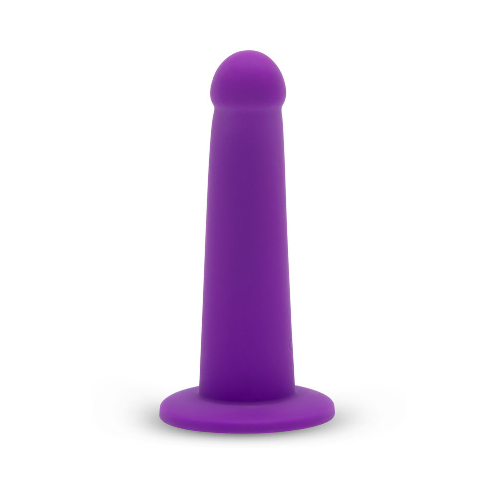 TOGETHER TOY - TOGETHER TILT 6.5 IN. SILICONE DILDO AND HARNESS SET PURPLE