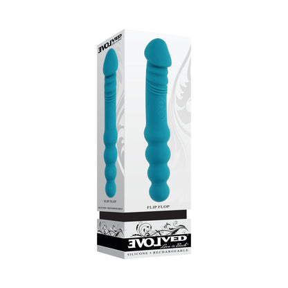 EVOLVED - FLIP FLOP RECHARGEABLE SILICONE DUAL-ENDED VIBRATOR TEAL