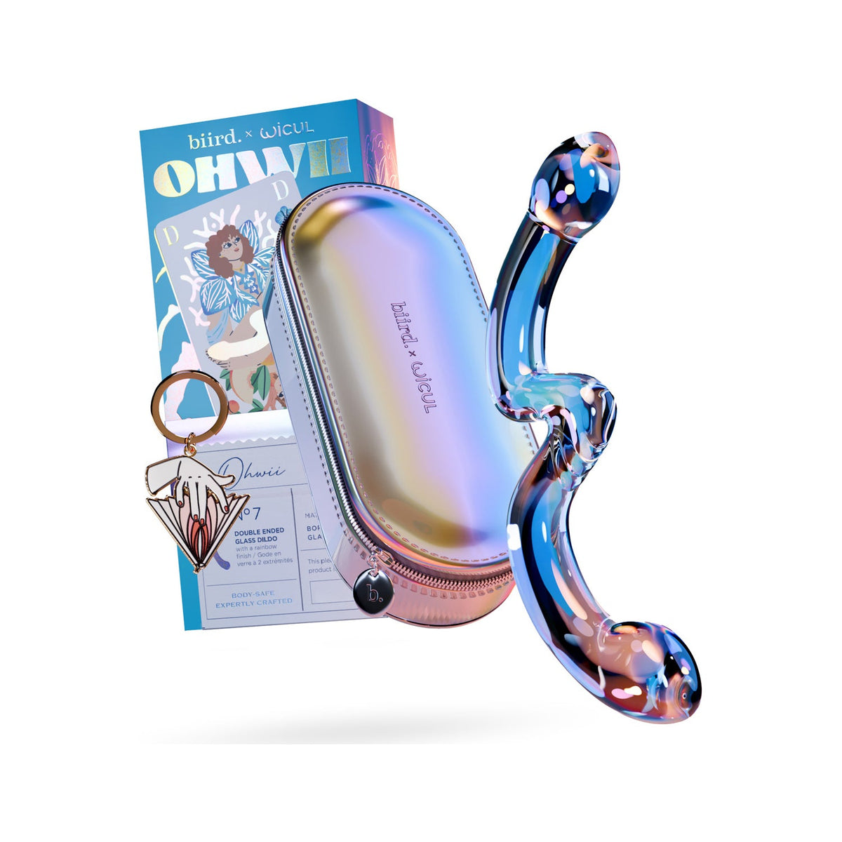 BIIRD - X WICUL OHWII DILDO DE VIDRO DE PONTA DUPLA PARA PONTO G E PONTO P