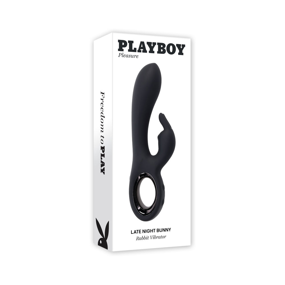 PLAYBOY - LATE NIGHT BUNNY RECHARGEABLE DUAL STIMULATOR SILICONE BLACK