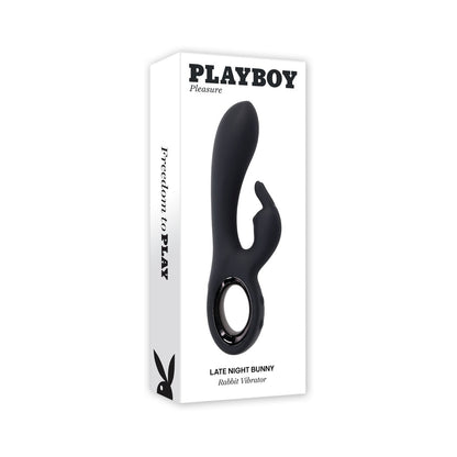 PLAYBOY - LATE NIGHT BUNNY RECHARGEABLE DUAL STIMULATOR SILICONE BLACK
