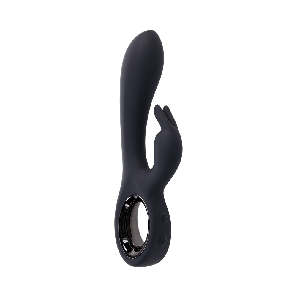 PLAYBOY - LATE NIGHT BUNNY RECHARGEABLE DUAL STIMULATOR SILICONE BLACK