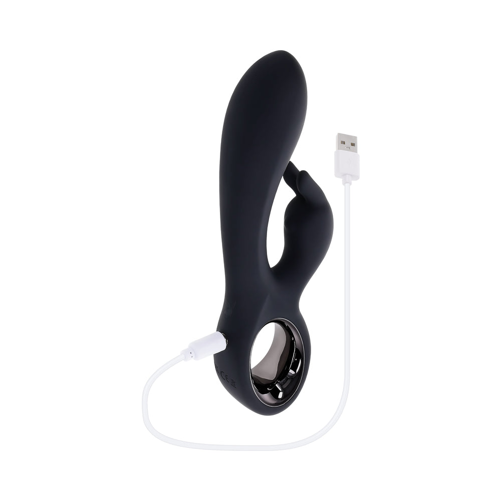PLAYBOY - LATE NIGHT BUNNY RECHARGEABLE DUAL STIMULATOR SILICONE BLACK