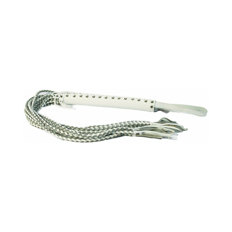 RUFF DOGGIE STYLES - FLOGGER DE CORPETE EM PELE BRANCO/CINZENTO