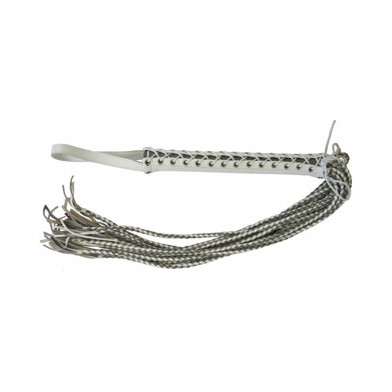 RUFF DOGGIE STYLES - FLOGGER DE CORPETE EM PELE BRANCO/CINZENTO