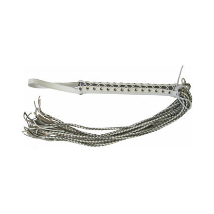 RUFF DOGGIE STYLES - FLOGGER DE CORPETE EM PELE BRANCO/CINZENTO