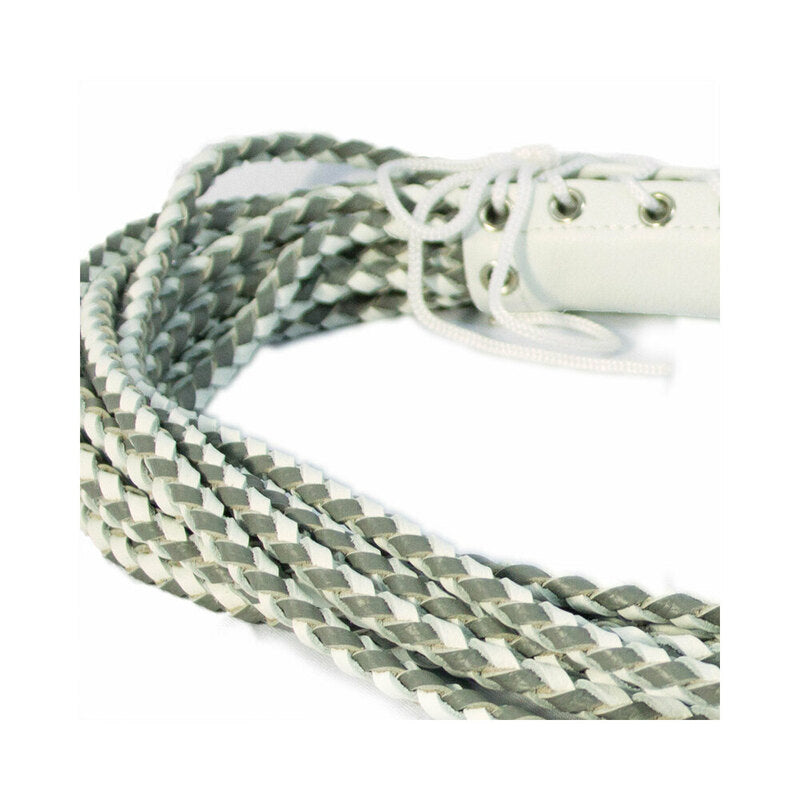 RUFF DOGGIE STYLES - FLOGGER DE CORPETE EM PELE BRANCO/CINZENTO