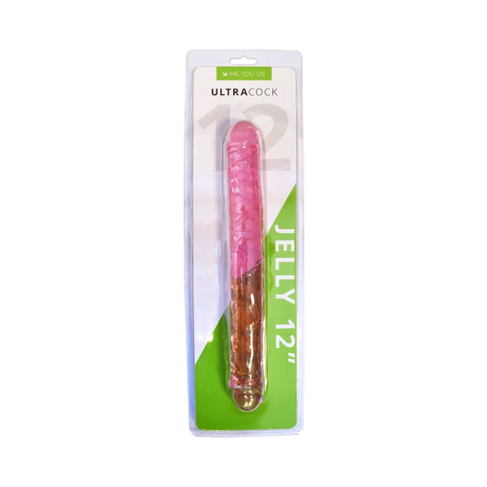 ME YOU US - ULTRA COCK 12 POL. DILDO DE DUPLA EXTREMIDADE EM GEL ROSA