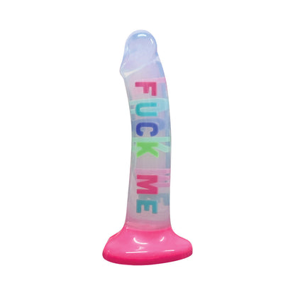 HOTT PRODUCTS - COTTON CANDY DIRTY TALK FUCK ME 8 IN. SILICONE DILDO