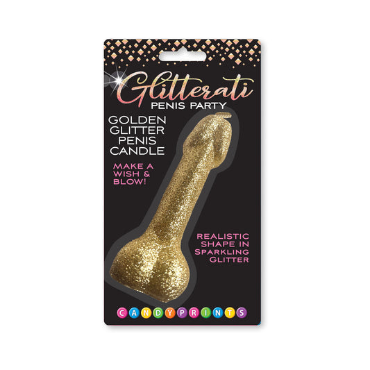 LITTLE GENIE - VELA PÉNIS COM GLITTER DOURADO