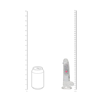 SHOTS - REALROCK WIRELESS RECHARGEABLE REMOTE-CONTROLLED LED VIBRATING 6-INCH DILDO WITH BALLS, CLEAR