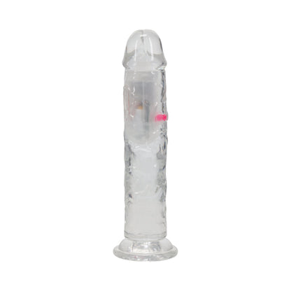 SHOTS - REALROCK WIRELESS RECHARGEABLE REMOTE CONTROL LED VIBRATING 7 IN. DILDO CLEAR