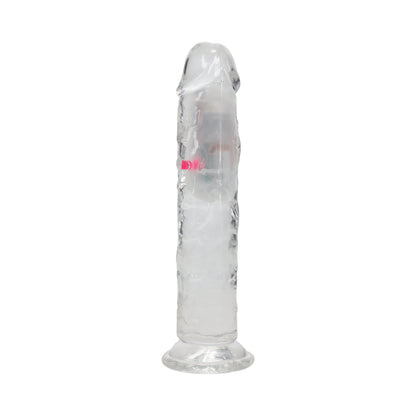 SHOTS - REALROCK WIRELESS RECHARGEABLE REMOTE CONTROL LED VIBRATING 7 IN. DILDO CLEAR