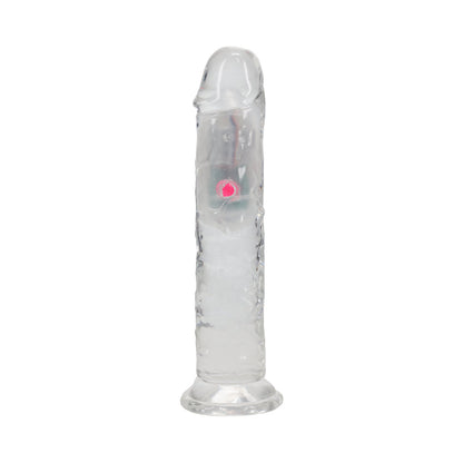 SHOTS - REALROCK WIRELESS RECHARGEABLE REMOTE CONTROL LED VIBRATING 7 IN. DILDO CLEAR