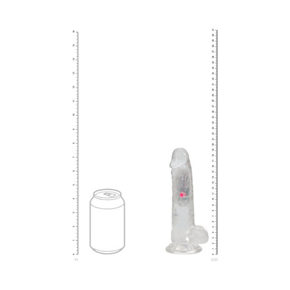 SHOTS - REALROCK WIRELESS RECHARGEABLE REMOTE CONTROL LED VIBRATING 7 IN. DILDO WITH BALLS CLEAR