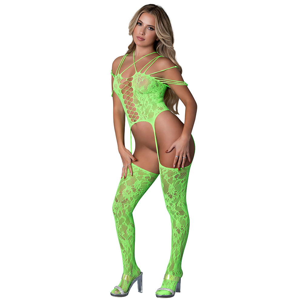 MAGIC SILK - SEAMLESS BODYSTOCKING NEON LIME O/S