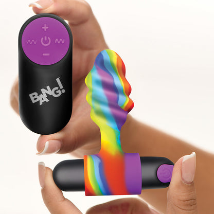 XR BRANDS - BANG! VIBRATING RAINBOW BUTT PLUG