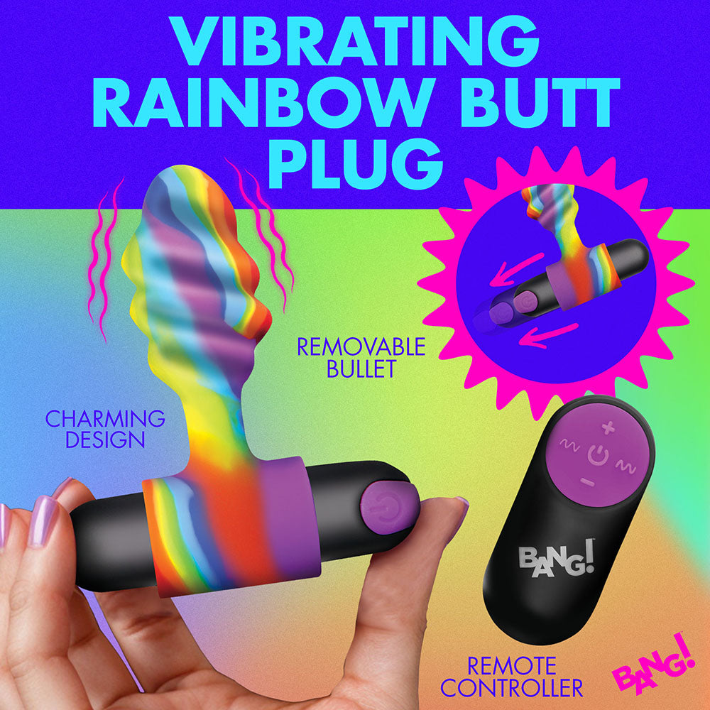 XR BRANDS - BANG! VIBRATING RAINBOW BUTT PLUG