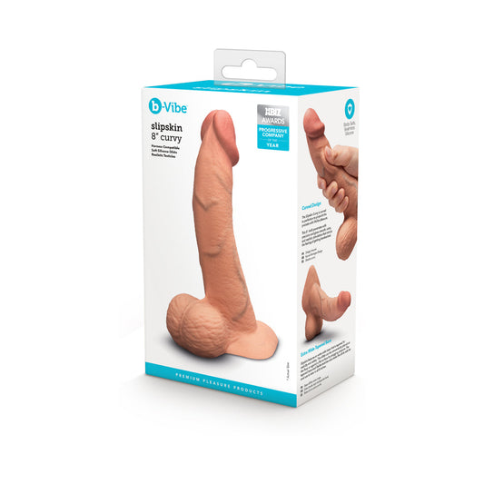 B-VIBE - SLIPSKIN REALISTIC SILICONE DILDO 8 IN. CURVED
