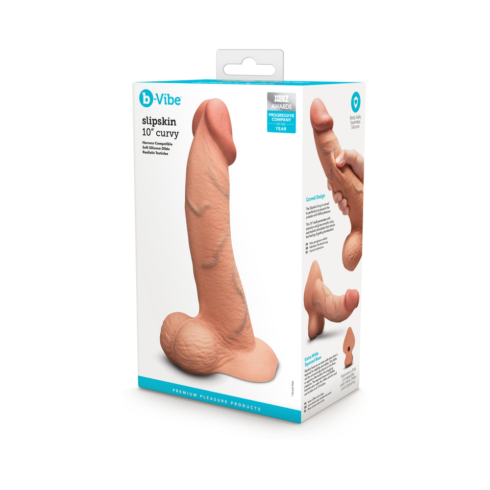 B-VIBE - SLIPSKIN REALISTIC SILICONE DILDO 10 IN. CURVED