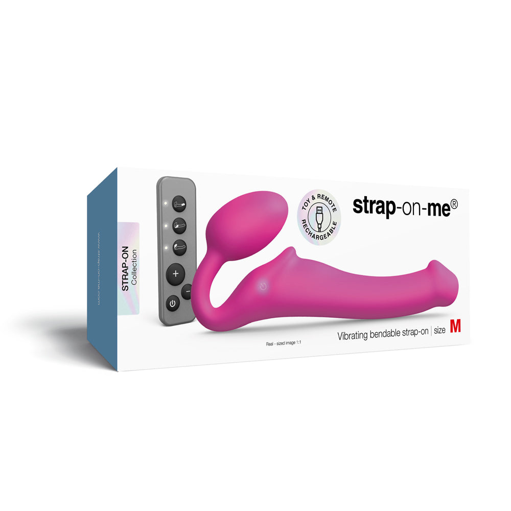 LOVELY PLANET - STRAP-ON-ME VIBRATING BENDABLE STRAPLESS STRAP-ON FUCHSIA MEDIUM