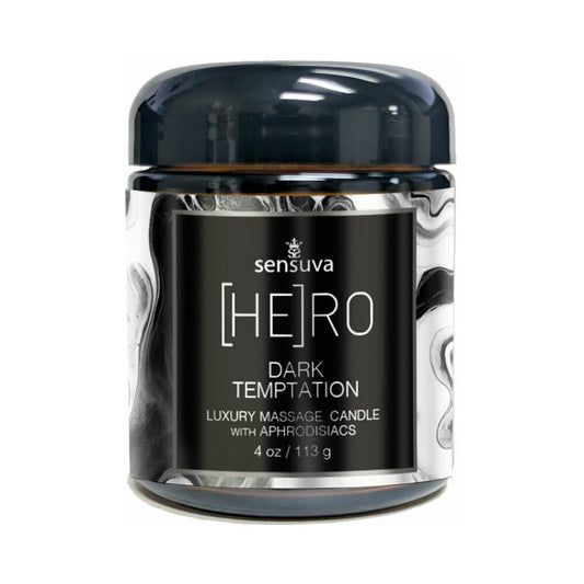 SENSUVA - HERO DARK TEMPTATION LUXURY MASSAGE CANDLE 4 OZ.