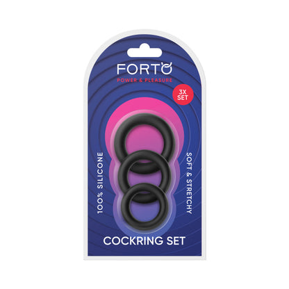 FORTO - F-39: CONJUNTO DE 3 ANEIS PENIANOS PRETO