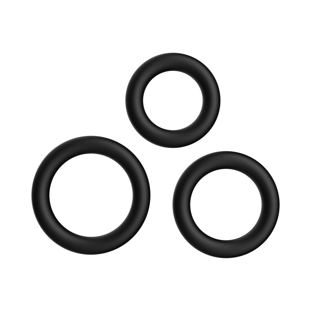 FORTO - F-39: CONJUNTO DE 3 ANEIS PENIANOS PRETO
