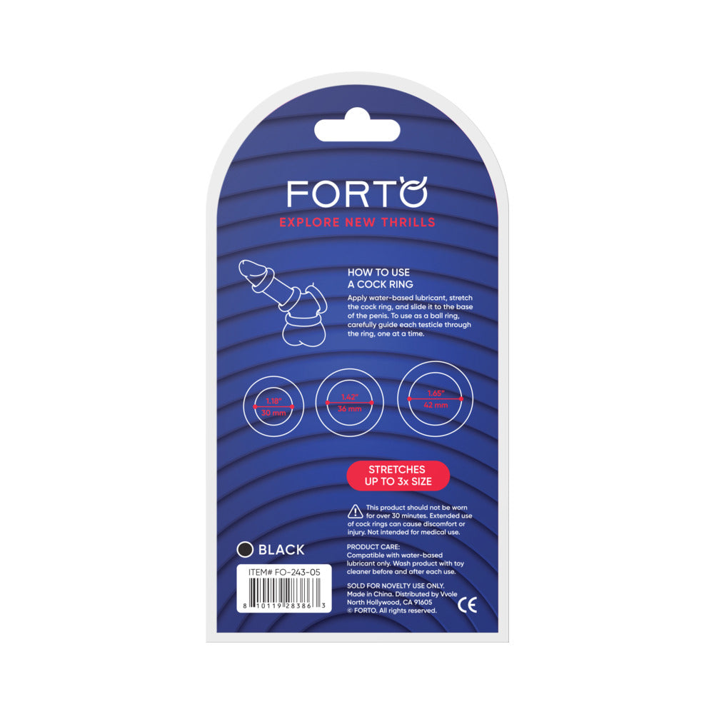 FORTO - F-39: CONJUNTO DE 3 ANEIS PENIANOS PRETO