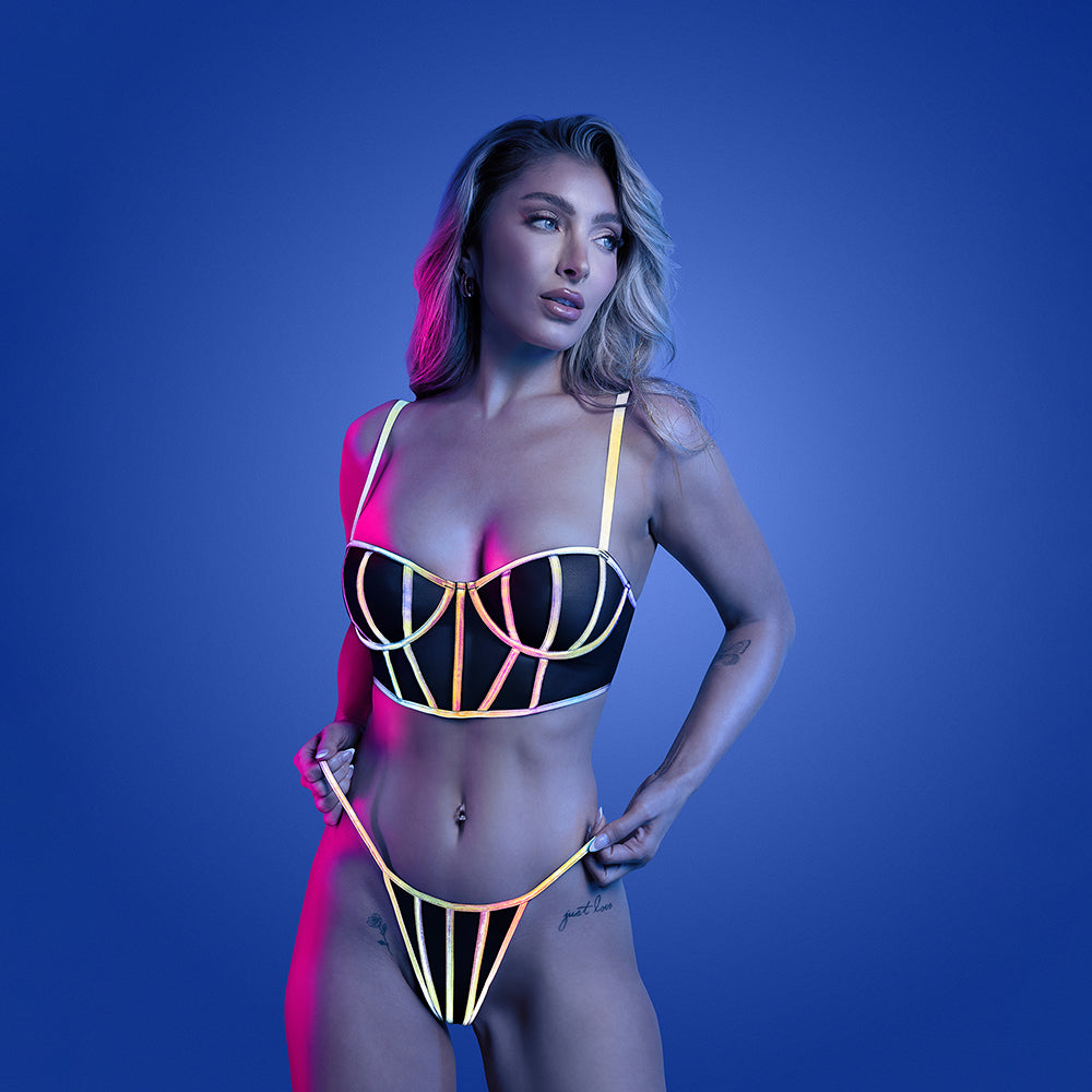 FANTASY LINGERIE - GLOW SOLAR FLARE SOUTIEN COM ARO E CUEIROS L/XL
