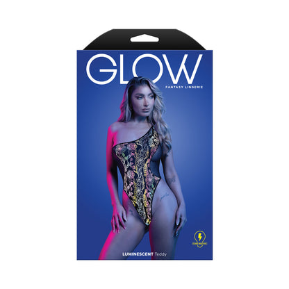 FANTASY LINGERIE - GLOW LUMINESCENT FLORAL PRINT SHOULDER TEDDY