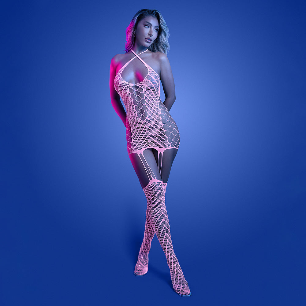 FANTASY LINGERIE - GLOW METAMORPHIC VESTIDO BODYSTOCKING QUE BRILHA NO ESCURO