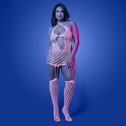 FANTASY LINGERIE - GLOW METAMORPHIC VESTIDO BODYSTOCKING QUE BRILHA NO ESCURO