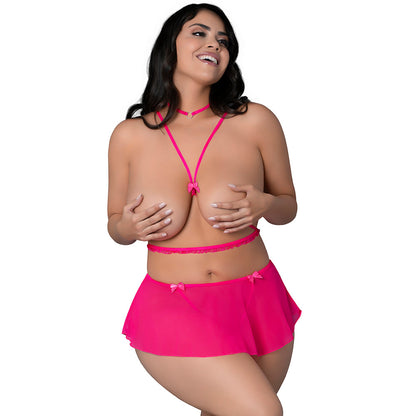 MAGIC SILK - KINK HARNESS TOP OPEN CROTCH SKIRT PANTY & CHOKER GLOW