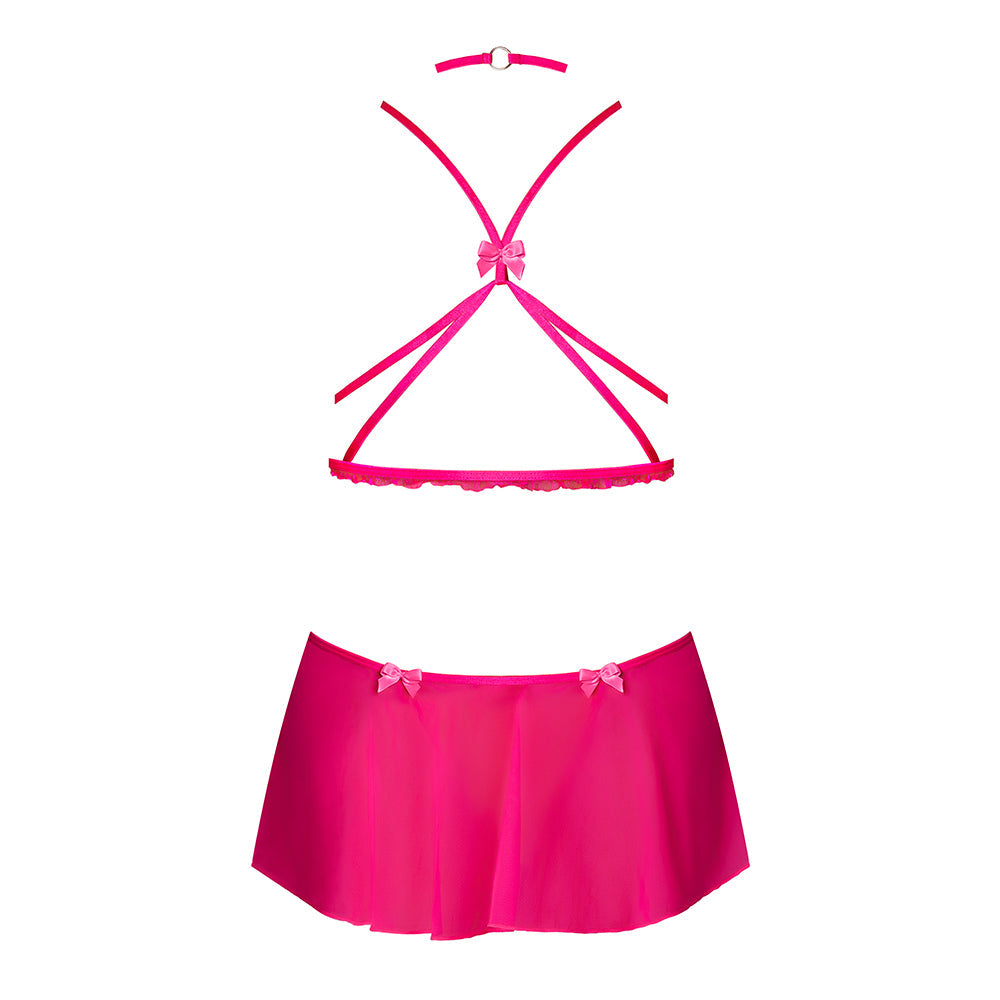 MAGIC SILK - KINK HARNESS TOP OPEN CROTCH SKIRT PANTY & CHOKER GLOW
