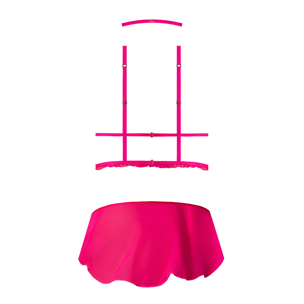 MAGIC SILK - KINK HARNESS TOP OPEN CROTCH SKIRT PANTY & CHOKER GLOW