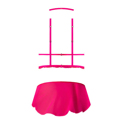 MAGIC SILK - KINK HARNESS TOP OPEN CROTCH SKIRT PANTY & CHOKER GLOW
