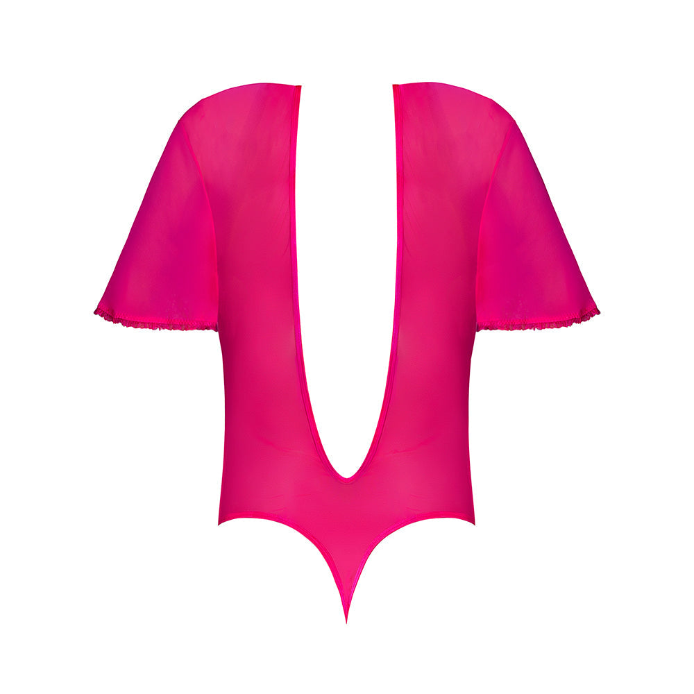 MAGIC SILK - PINK KINK FLUTTER SLEEVE TEDDY PINK GLOW QUEEN SIZE