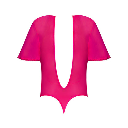 MAGIC SILK - PINK KINK FLUTTER SLEEVE TEDDY PINK GLOW QUEEN SIZE