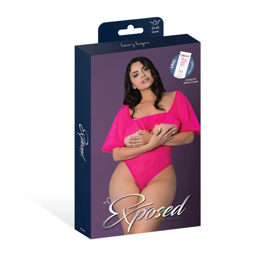 MAGIC SILK - PINK KINK FLUTTER SLEEVE TEDDY PINK GLOW QUEEN SIZE