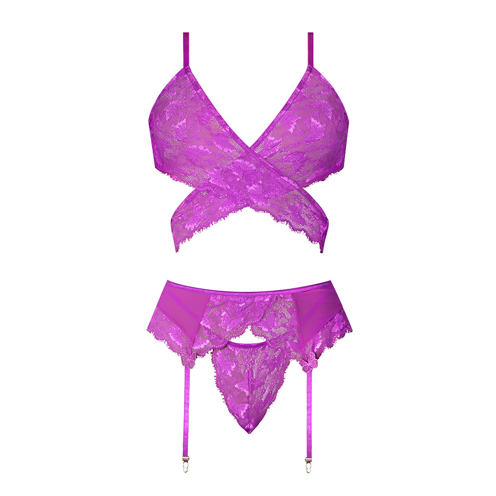 MAGIC SILK - BUTTERFLY FANTASIES BRA GARTER & THONG SET NEON