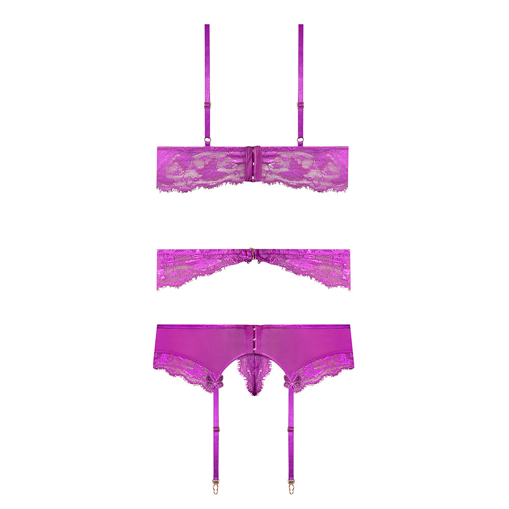 MAGIC SILK - BUTTERFLY FANTASIES BRA GARTER & THONG SET NEON