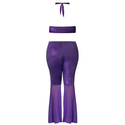 MAGIC SILK - CONJUNTO DE TOP HALTER E CALÇAS FLAIR GLIMMER WRAP DISCO