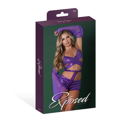 MAGIC SILK - GLIMMER WRAP BRALETTE, BOOTY SHORTS & SLEEVE SET DISCO