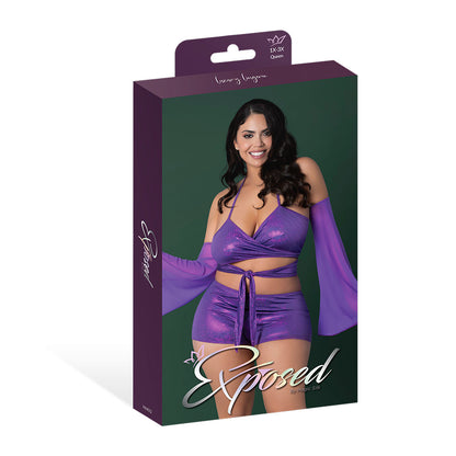 MAGIC SILK - GLIMMER WRAP BRALETTE, BOOTY SHORTS & SLEEVE SET DISCO